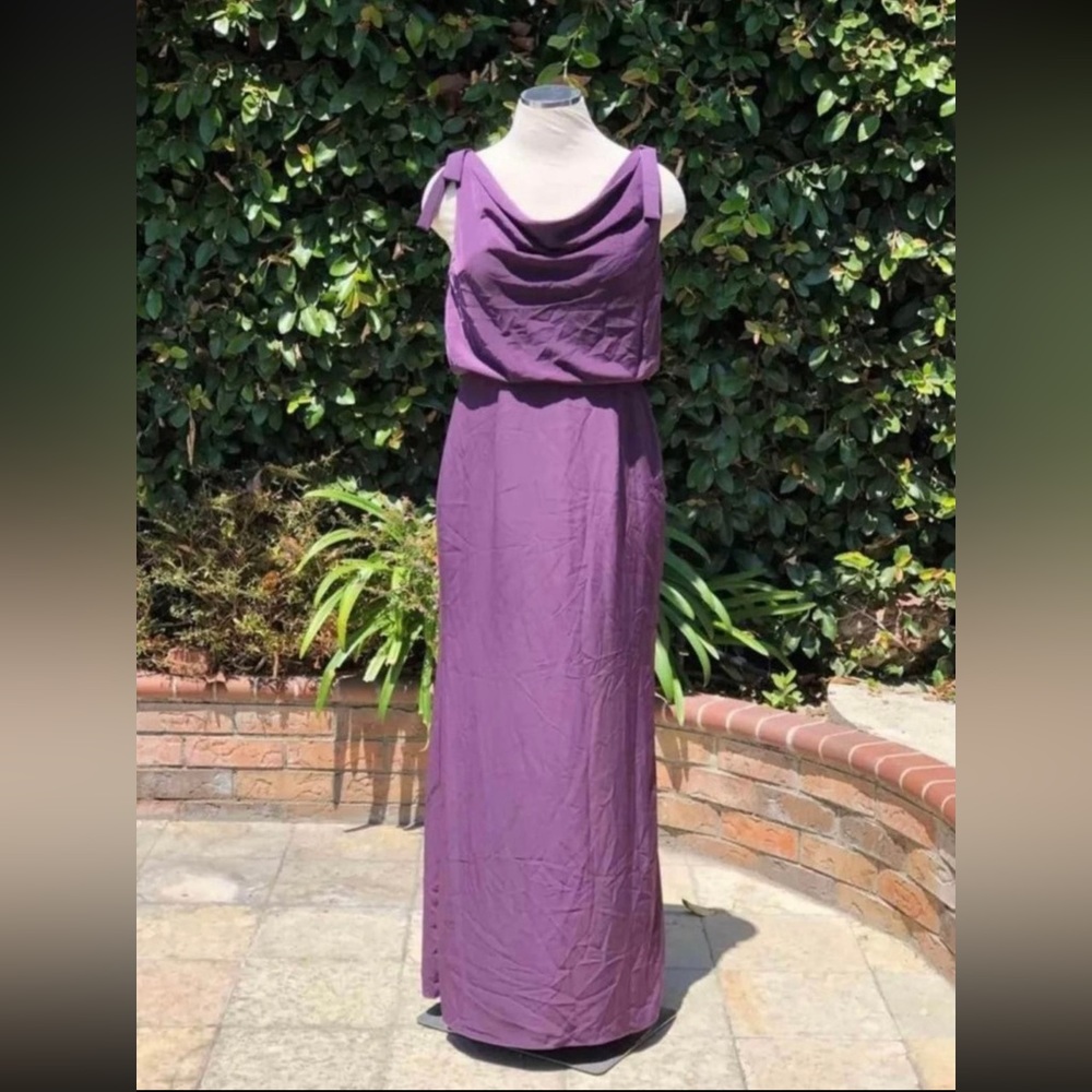 Adrianna Papell Rose Currant purple cowl crepe dress size 16
